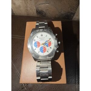 Meridian Men's Chronograph‎ Watch Stainless Steel White Dial 30M Water Resistant